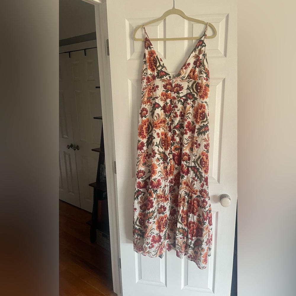 Abercrombie & Fitch Cream Maxi Dress with Rust and Olive Floral Print
